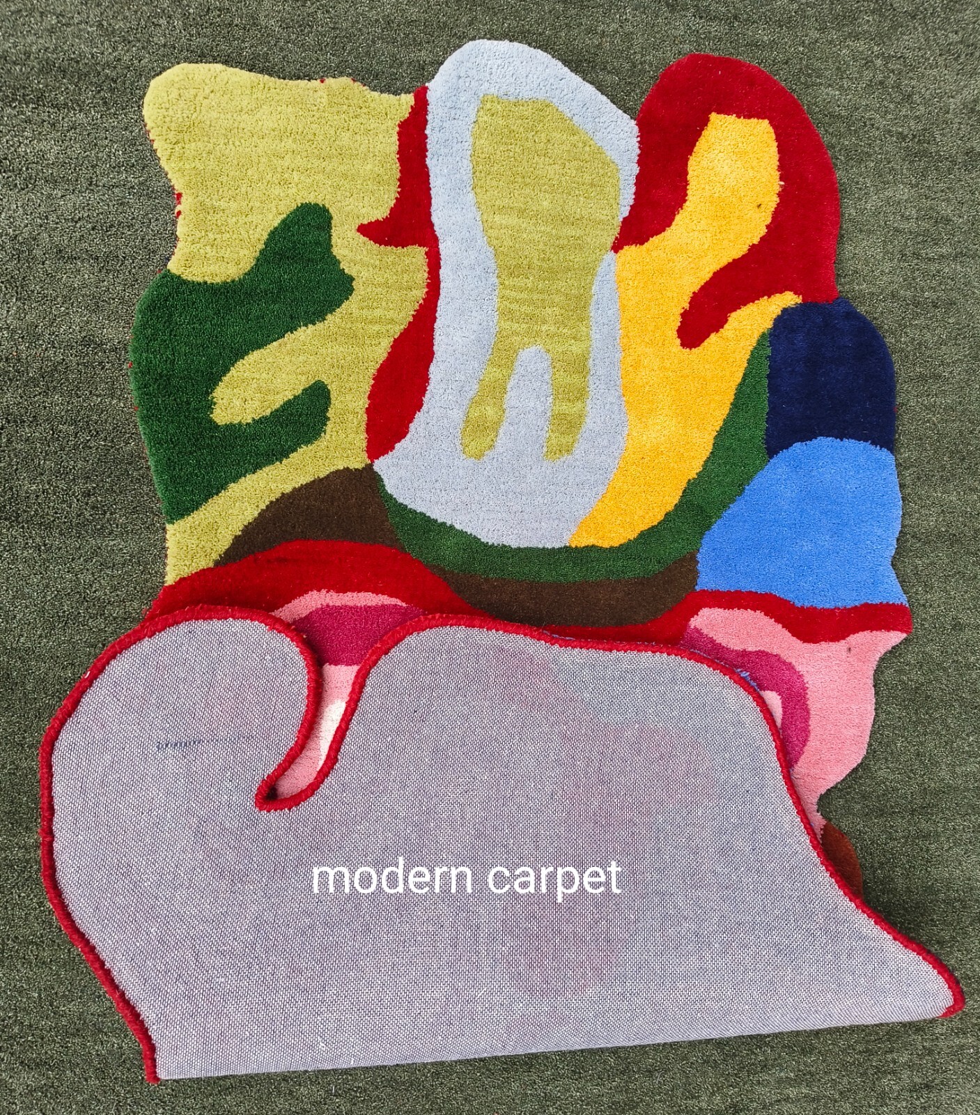 Irregular Amoeba Shaped Rug Handmade 100% Woolen Hand Tufted For Home Decoration