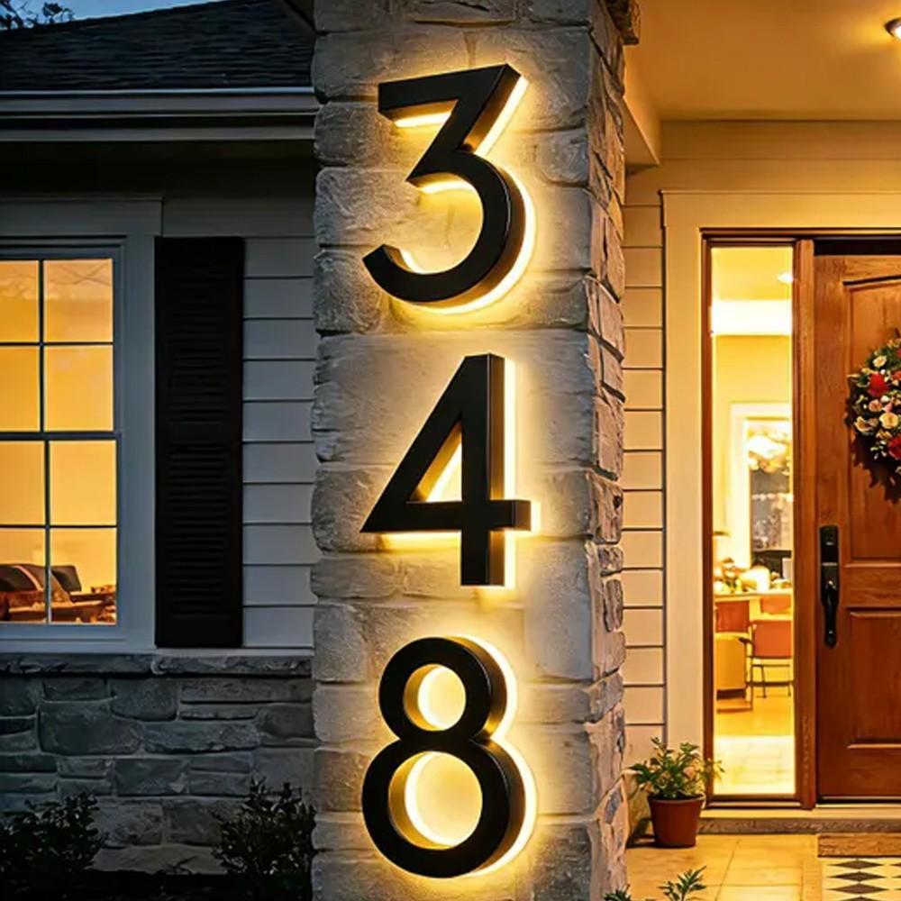 LED House Number Light Metal Illuminated House Sign Address Sign Home Door Sign