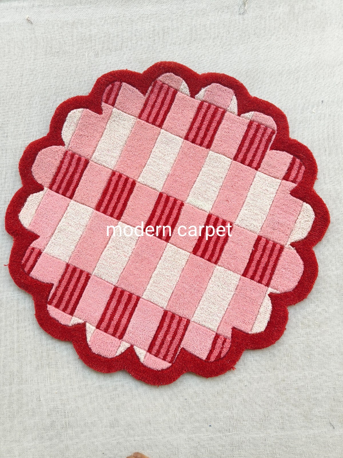 Anthropologie Matilda Goad & Co Light Red Handmade Tufted Woolen Area Rug 8x10ft