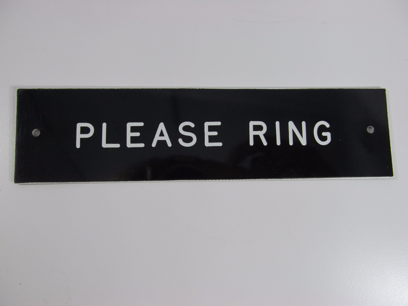 PLEASE RING SIGN/PLAQUE WALL OR DOOR MOUNTED BLACK PLASTIC 8″ X 2″