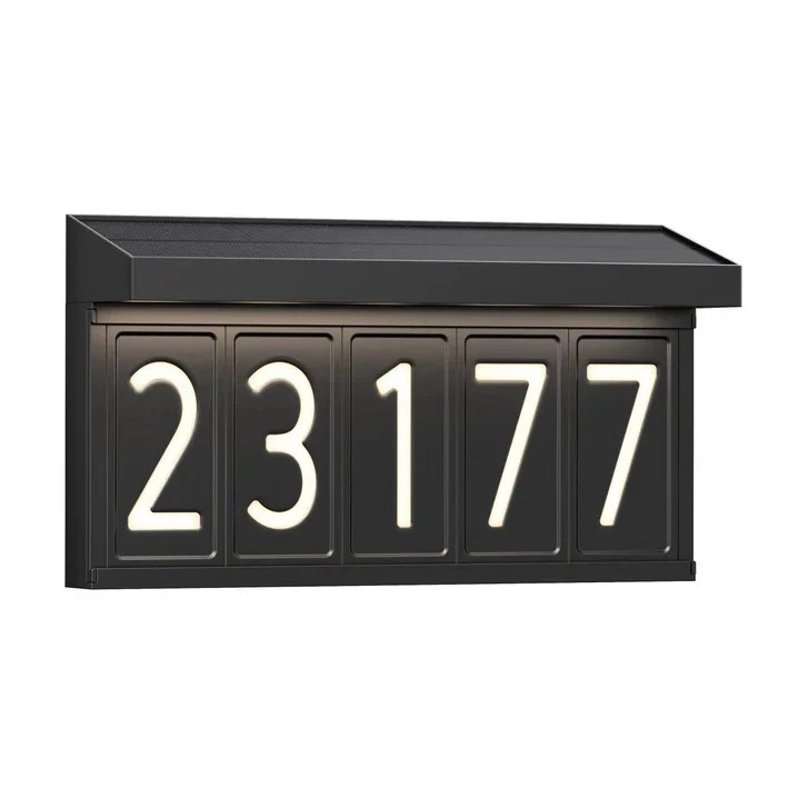 Artika Bowen Solar LED Address Wall Light Dusk to Dawn Black 100 Lumens OEM