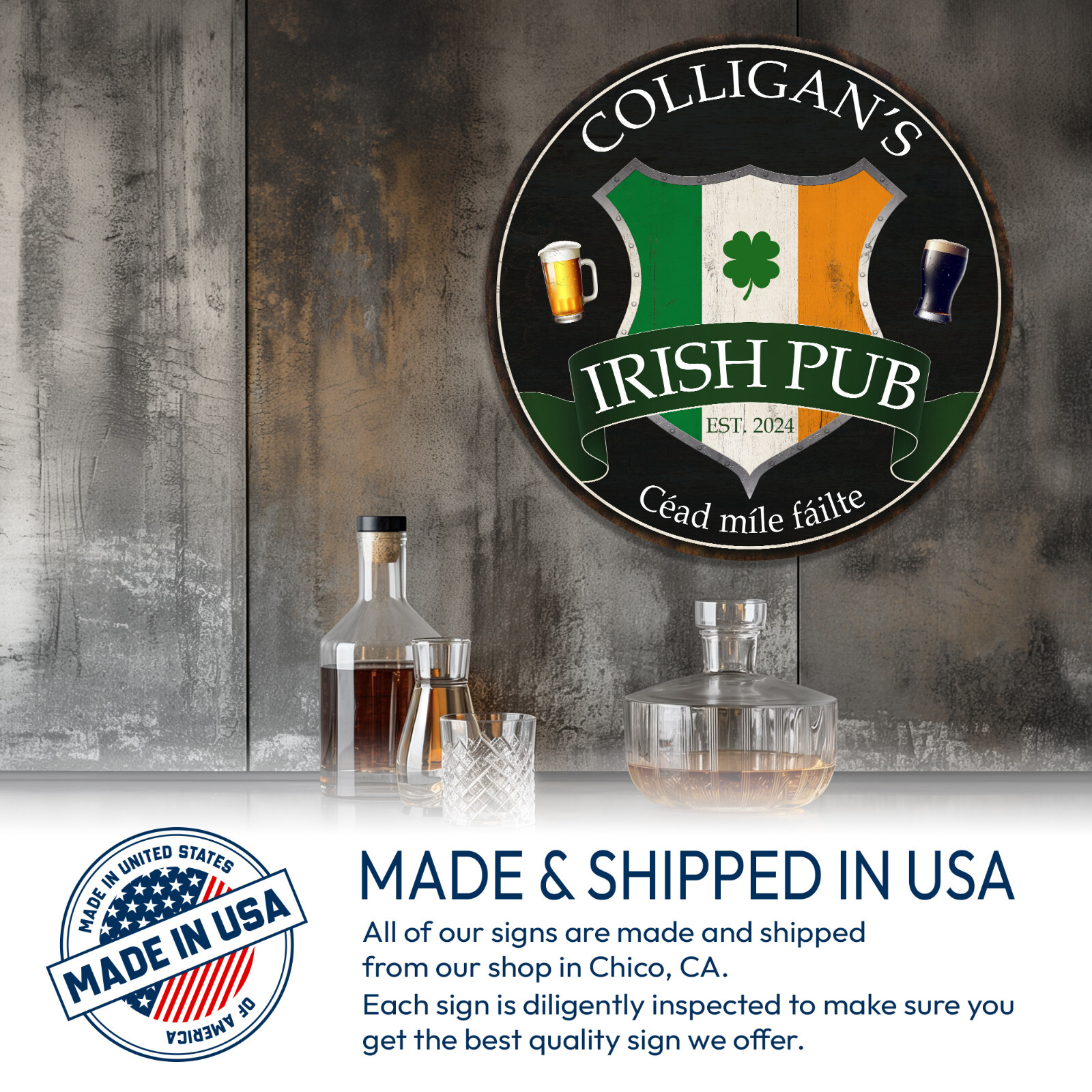 Personalized Irish Pub Sign, St Patrick’s Day Decor, Irish Decor Custom Bar Sign
