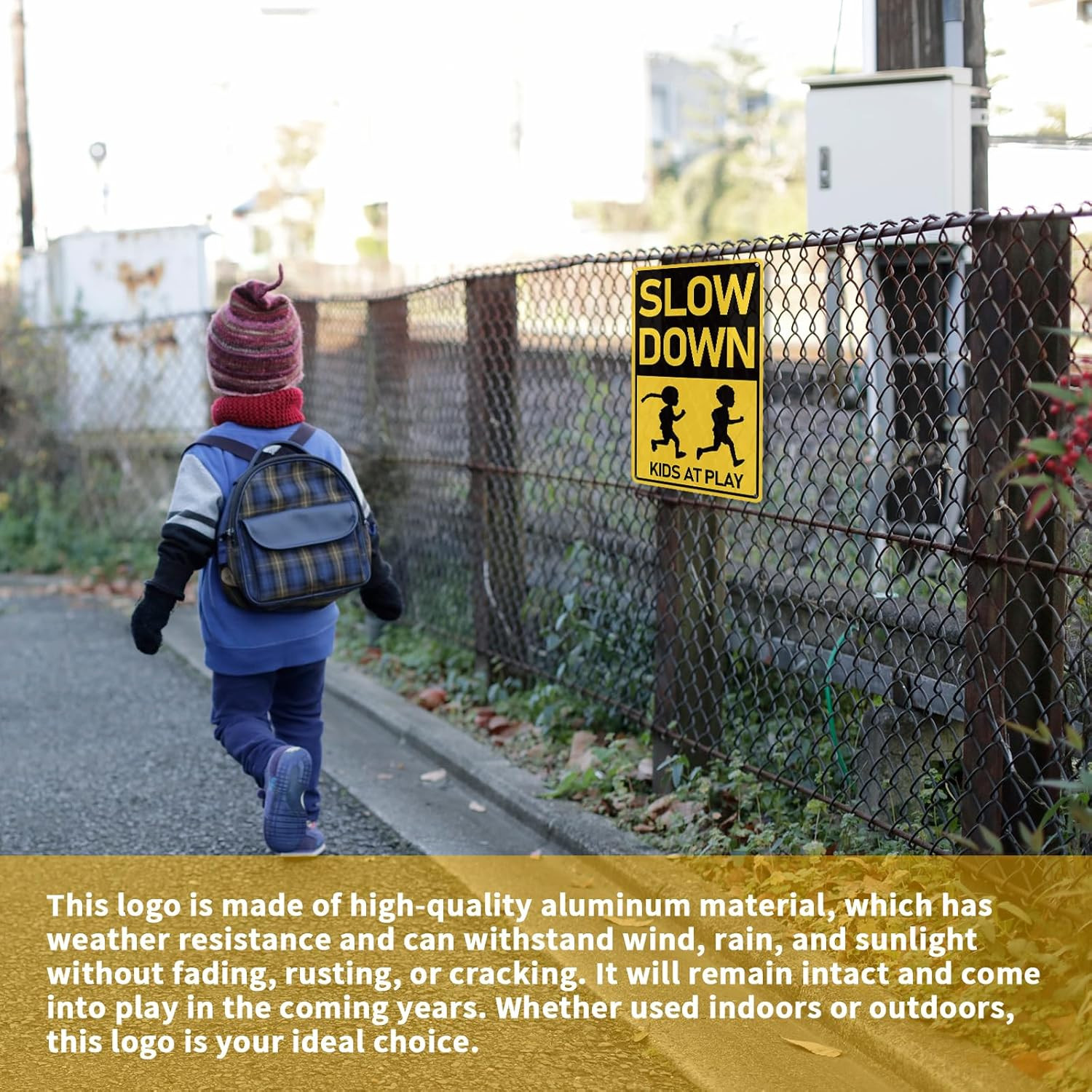 Slow down Kids at Play Road Safety Sign, 12X8 Inches for Neighborhoods Rust Free
