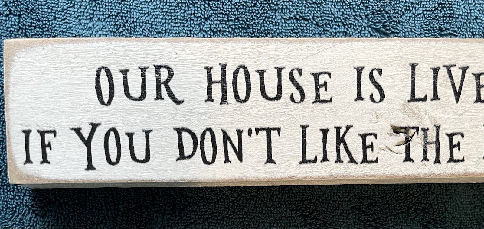 “OUR HOUSE IS LIVED IN, IT’S NOT FOR SHOW. IF YOU DON’T LIKE THE MESS Funny Sign