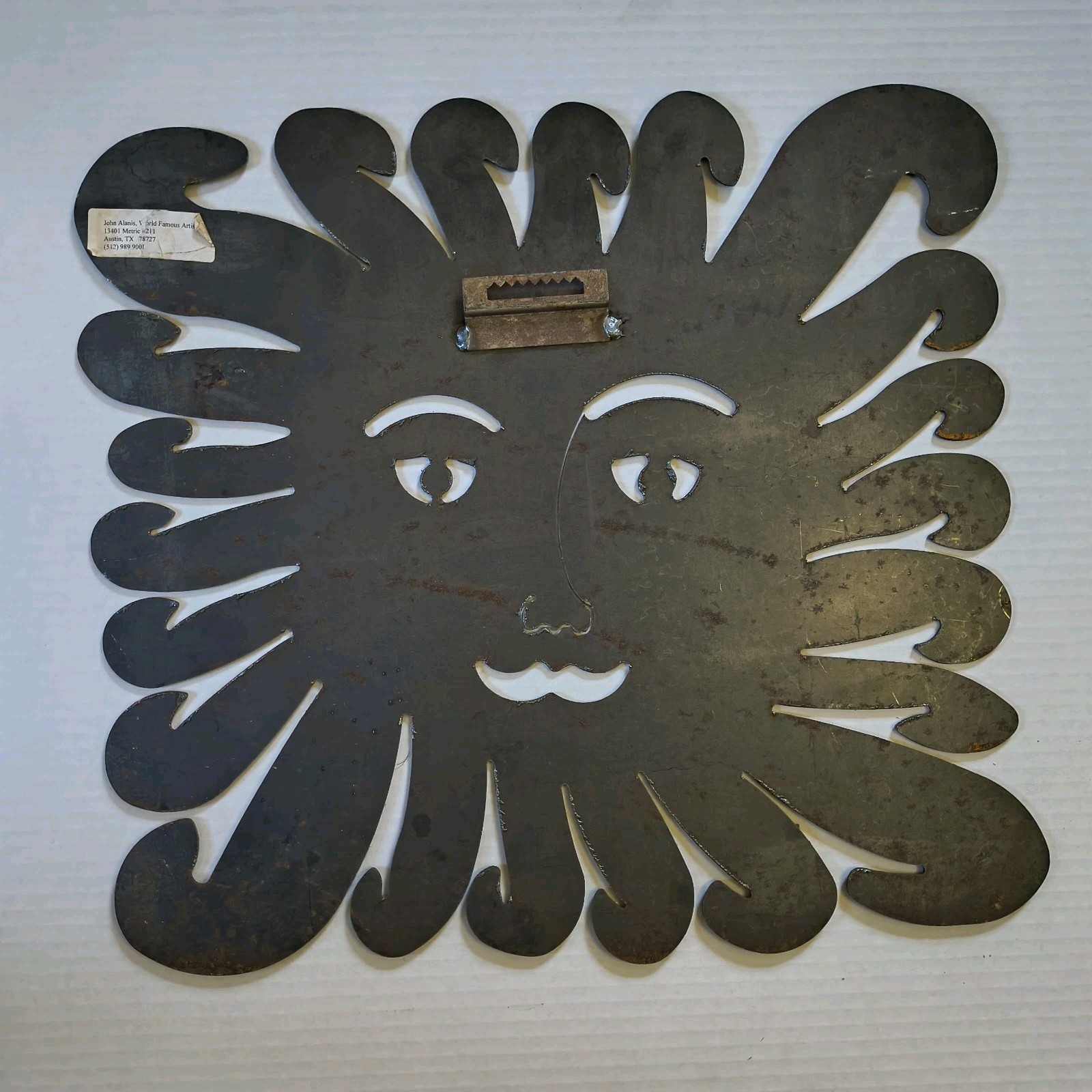 Cast Iron Smiling Sun Face Wall Art Decor Celestial Cosmic Rustic Rusty Lg 19″
