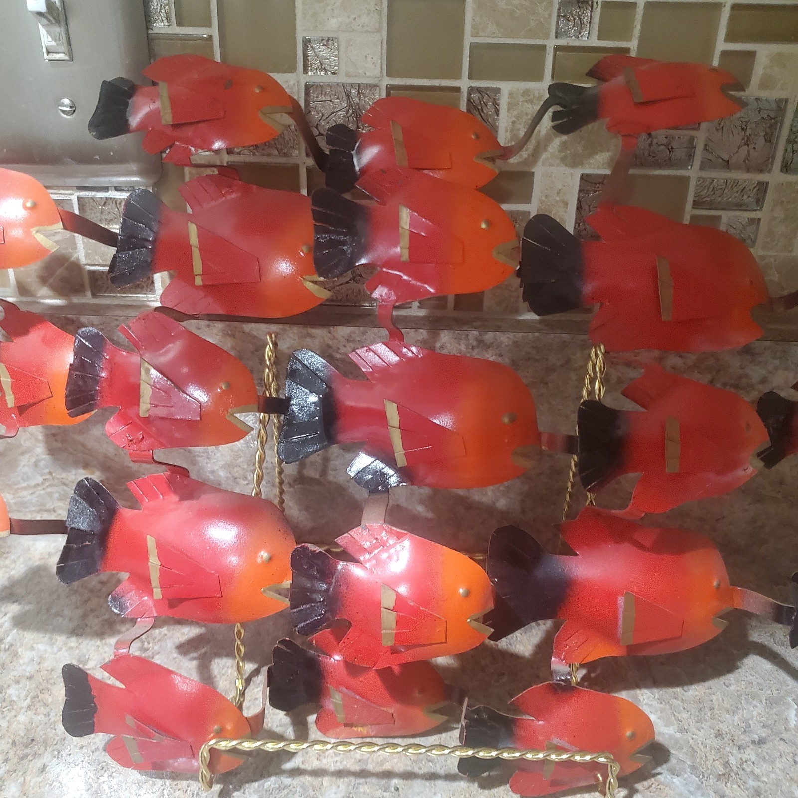 School Of Fish Metal Wall Art Decoration. Measures 17 X 11