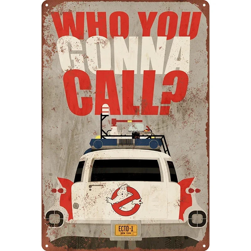 Vintage Metal Tin Signs Ghostbusters Wall Art Retro Movie Decor 8×12