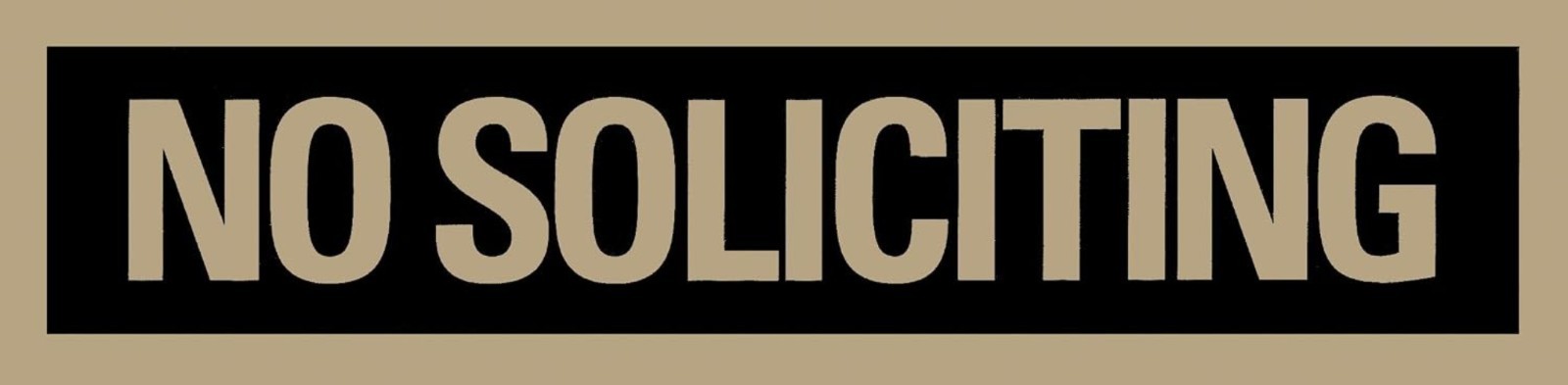 Sleek Black and Gold Vinyl No Soliciting Sign – 2×8 Inches for Easy Mounting