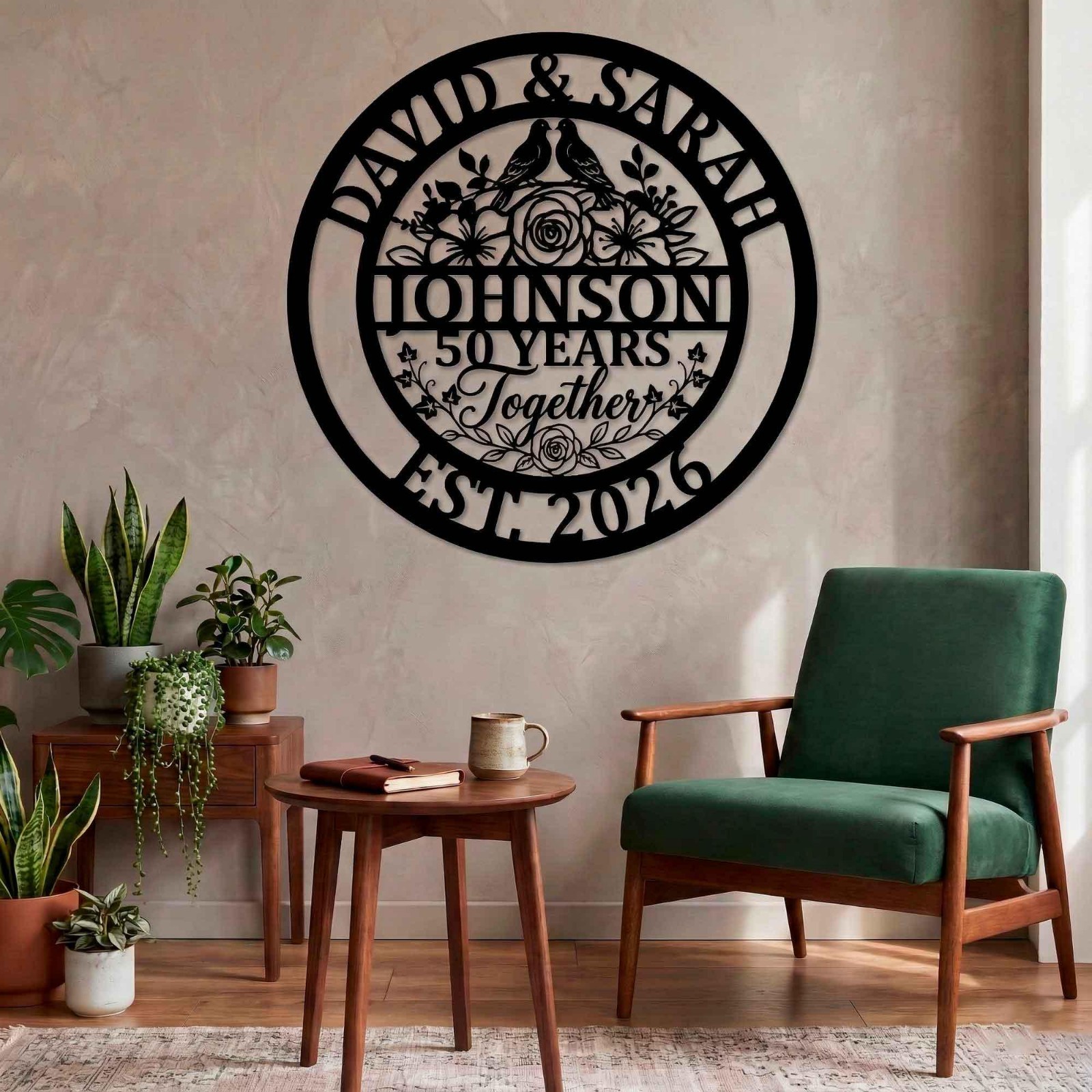 Personalized Family Name Metal Sign, Wedding Anniversary Wall Decor