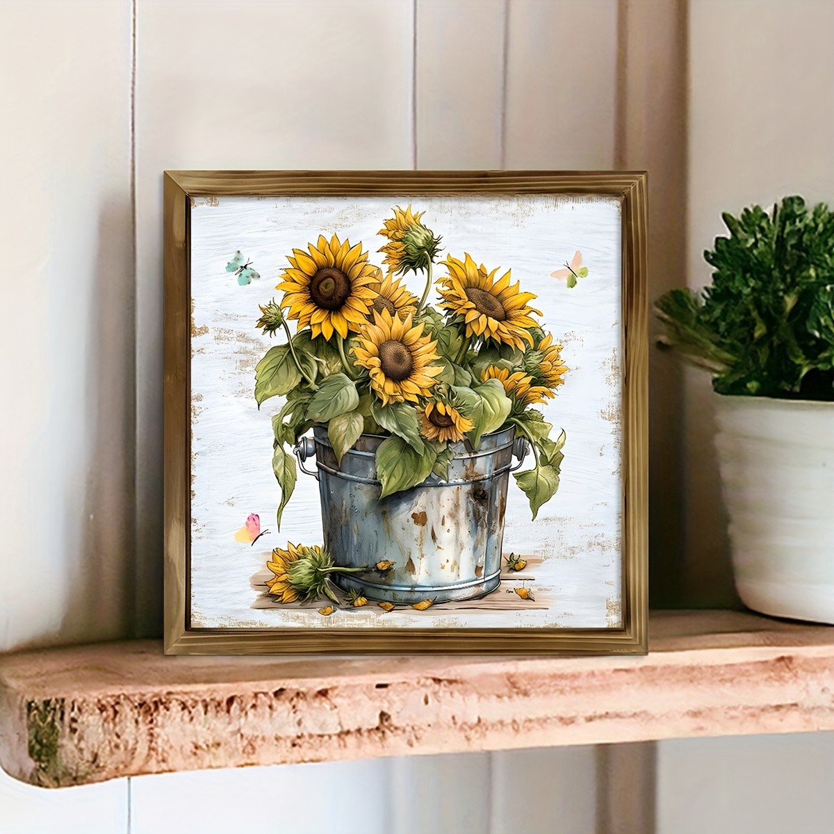 2D Wooden Sign Sunflower Art Deco Indoor Room Bedroom Desktop Shelves Wall Decor