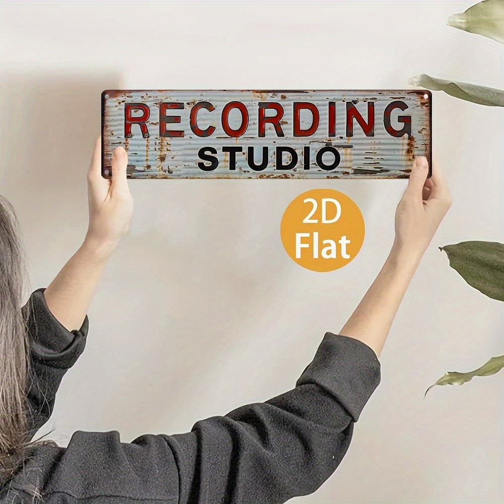 Vintage Recording Studio Metal Tin Sign Retro Music Decor for Home Studio Gift
