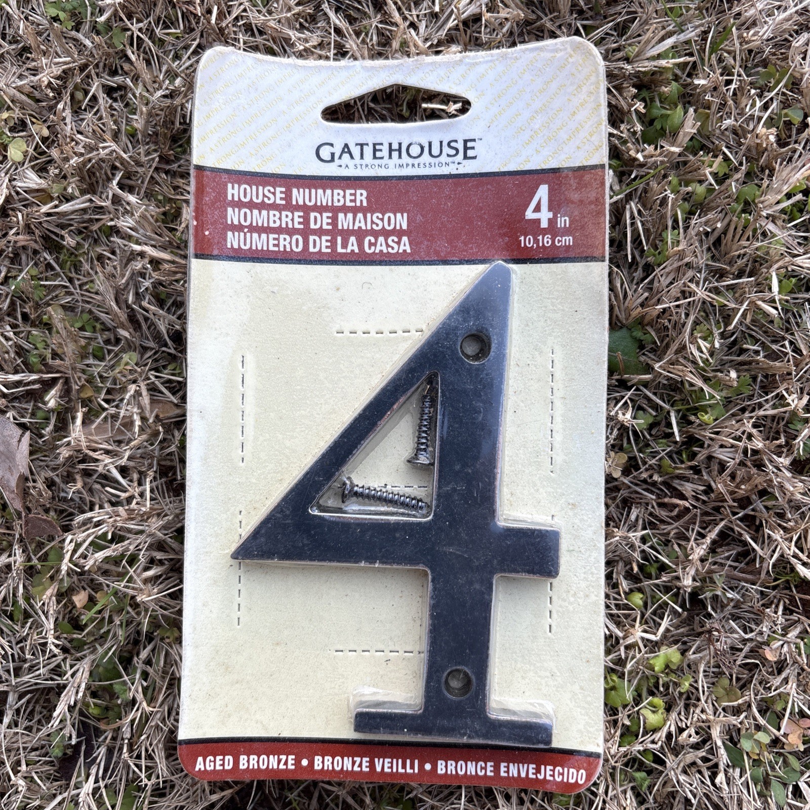 Address House Number 4 FOUR (4 in) Satin Nickel Rust Resistant Finish Zinc Alloy