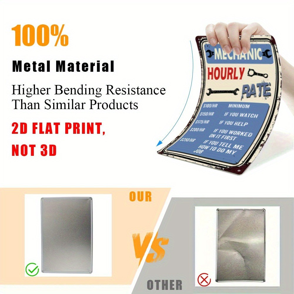 Funny Mechanic Hourly Rate Metal Sign Retro Humor Bar Home Decor Garage/Workshop