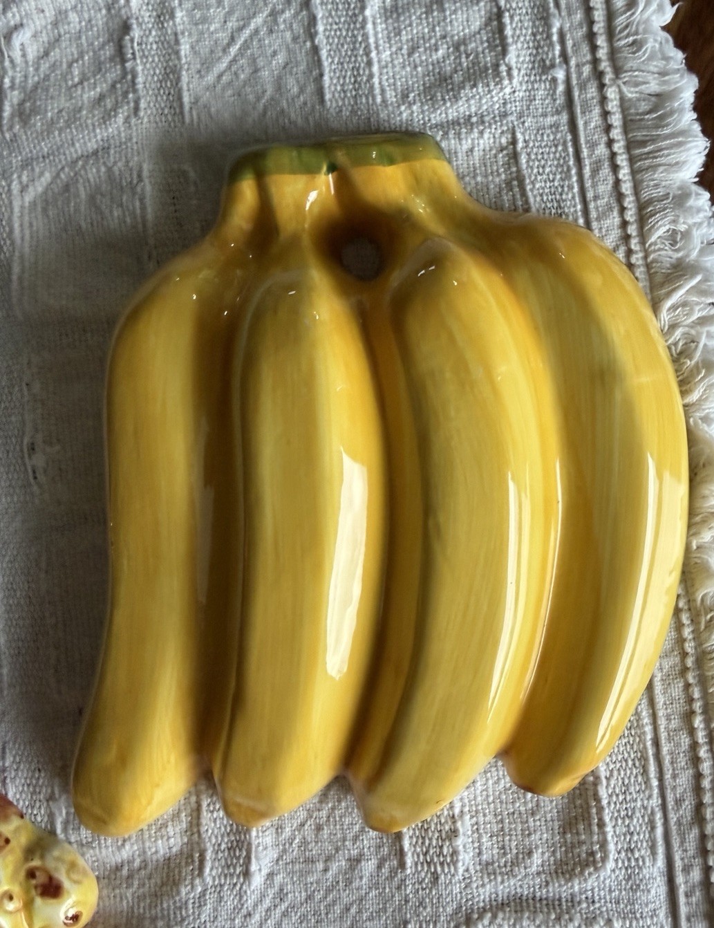 Vintage Glossy Ceramic Fruit Wall Plaques Set of 3 Hanging Decor 6 in