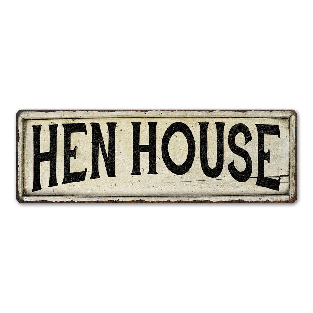 HEN HOUSE Farmhouse Style Wood Look Sign Gift Metal Decor 106180028193