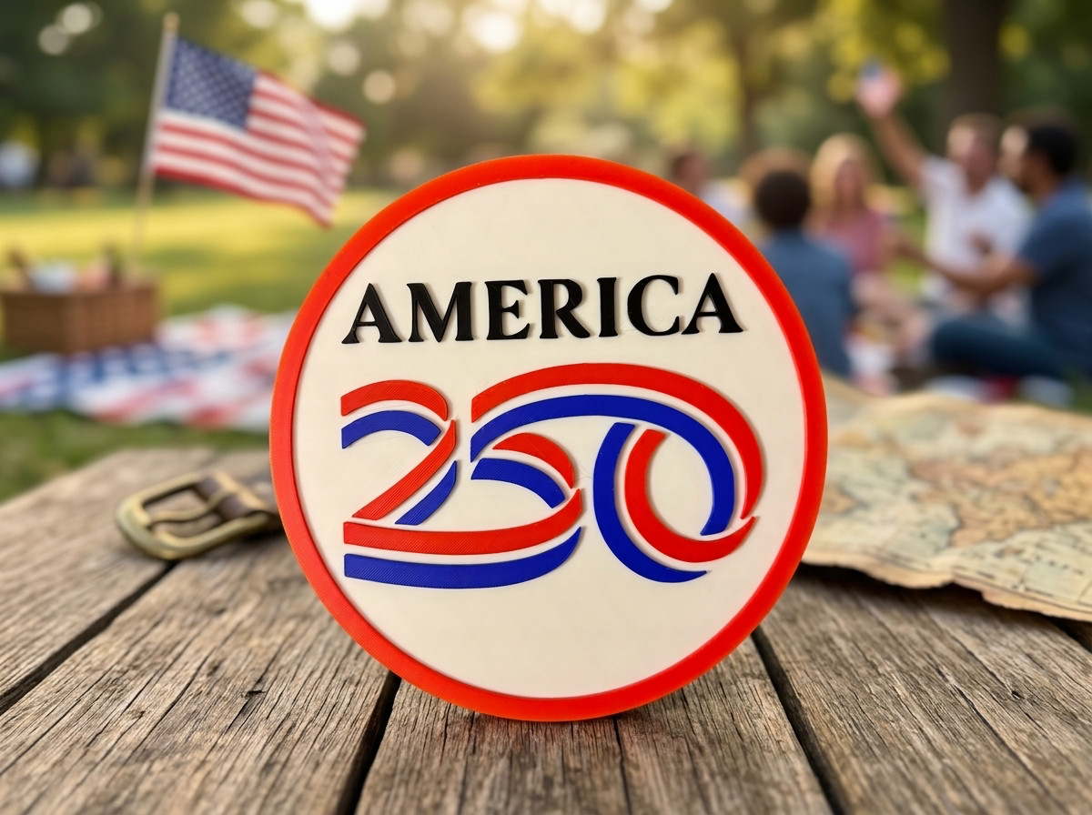 America 250 Wall Sign – Patriotic 3D USA 250 Anniversary Decor – Desk Shelf Art