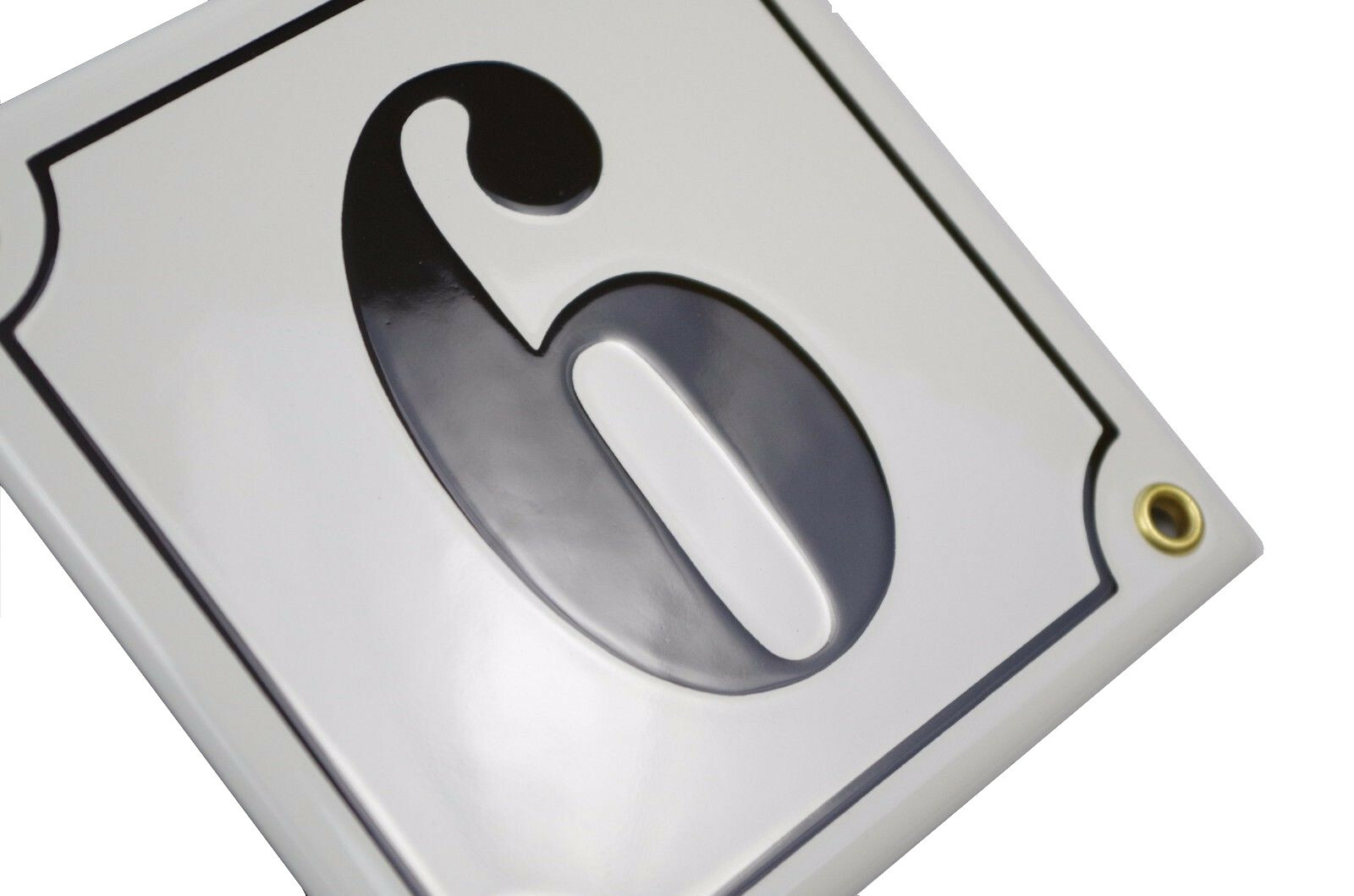 Porcelain address plaque 6×6″ customisable handcrafted enamel house number sign