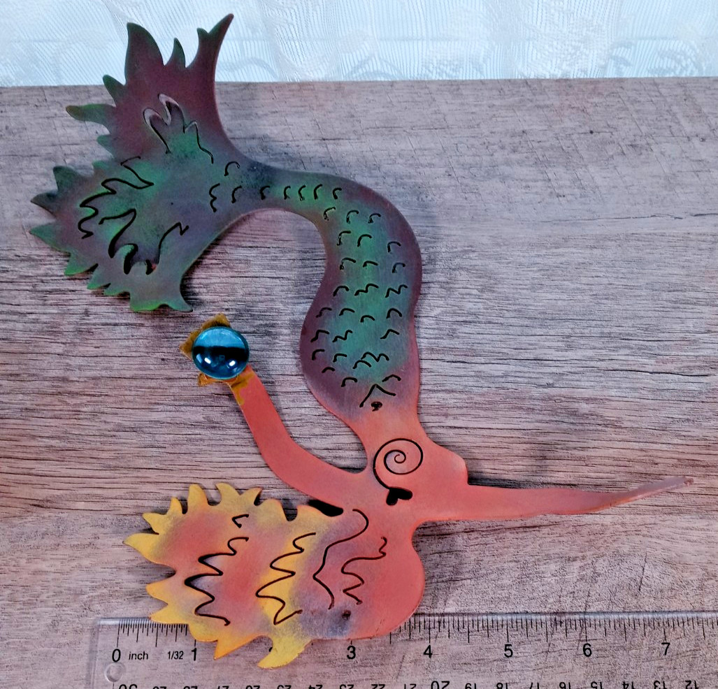NCE Coastal Die Cut Metal Rustic Mermaid Holding Orb Wall Art 10.5″ X 8.25″