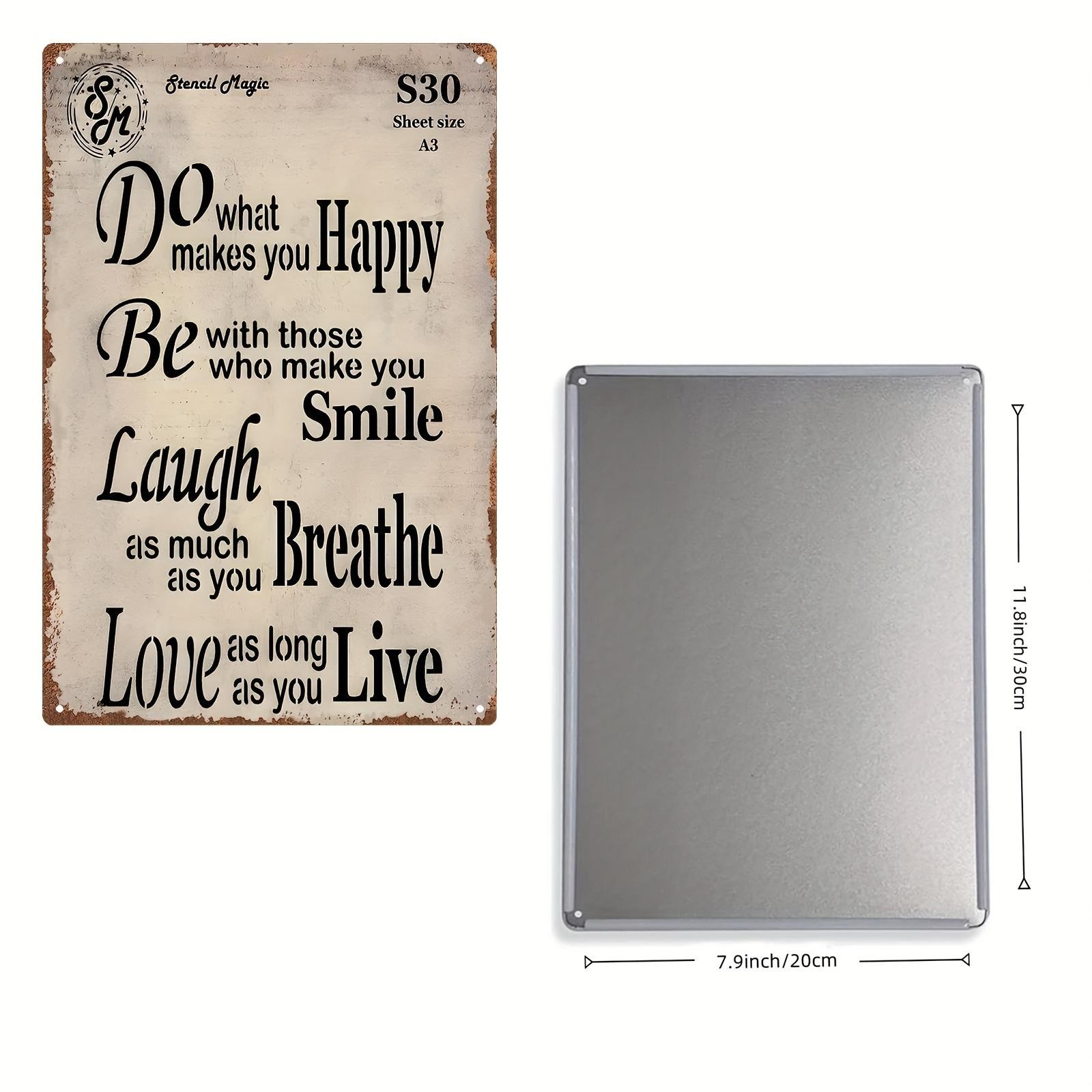2D Vintage Metal Sign Black White 20x30cm