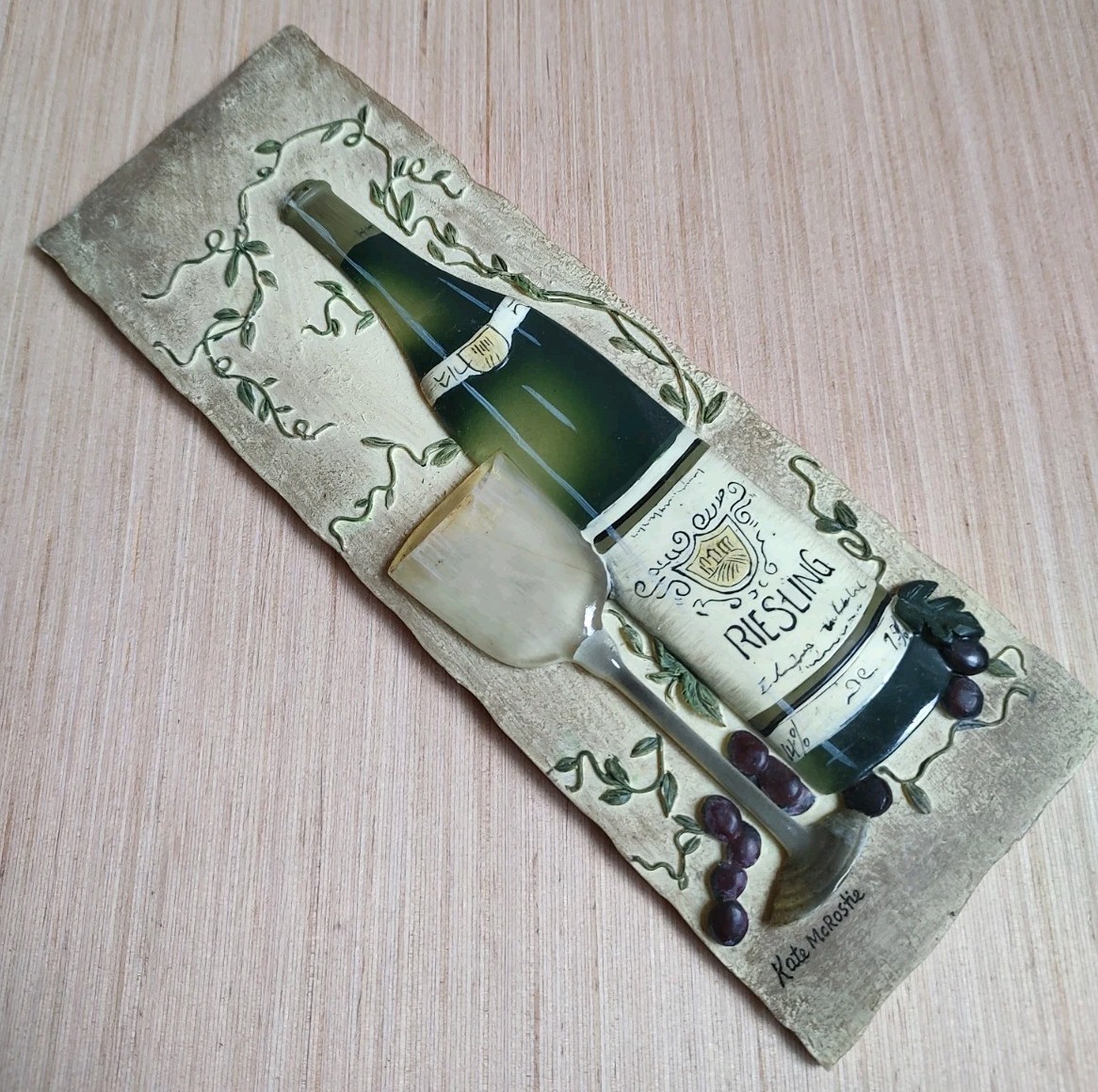 Kate McRistie Wall Art Plaque 3D Vintage and Vine Decor Dining Bottle 2005 Y2K