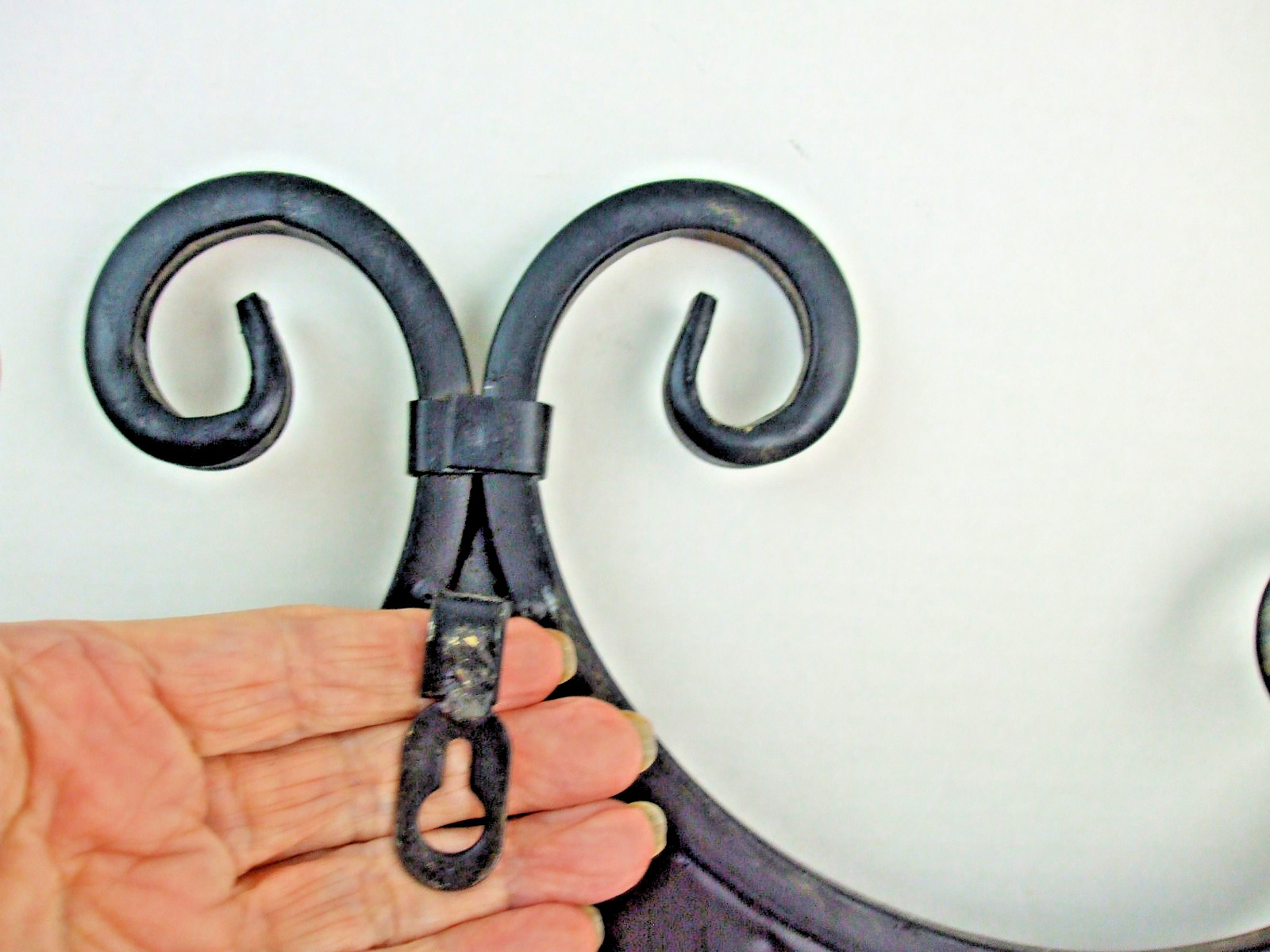 Large Fleur De Lis All Metal Wall Art Hanging Black/Bronze Shield Accent 24″ Vtg