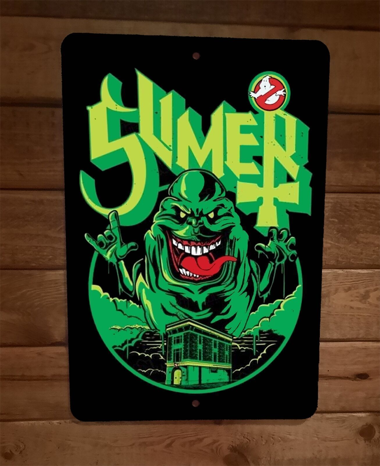 Slimer Firehouse Ghostbusters Horror Halloween 8×12 Metal Wall Sign Poster