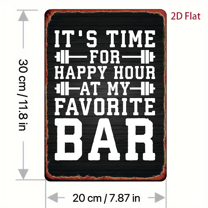 20.32×30.48 cm Metal Sign “Happy Hour Is Here” Rustic Iron Wall Decor