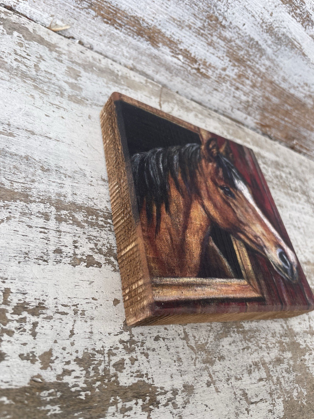 Buckskin Horse Wood Block Sign Farmhouse 6”x6” NEW