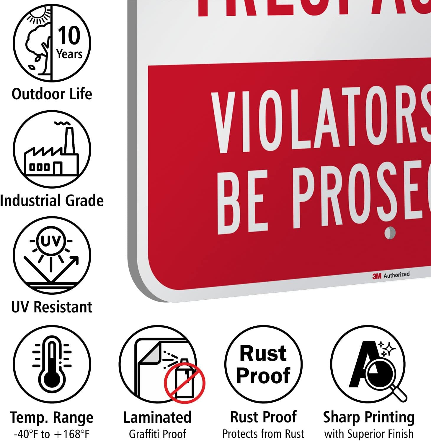 No Trespassing Sign – 18″ x 24″ Reflective Aluminum – Violators Prosecuted