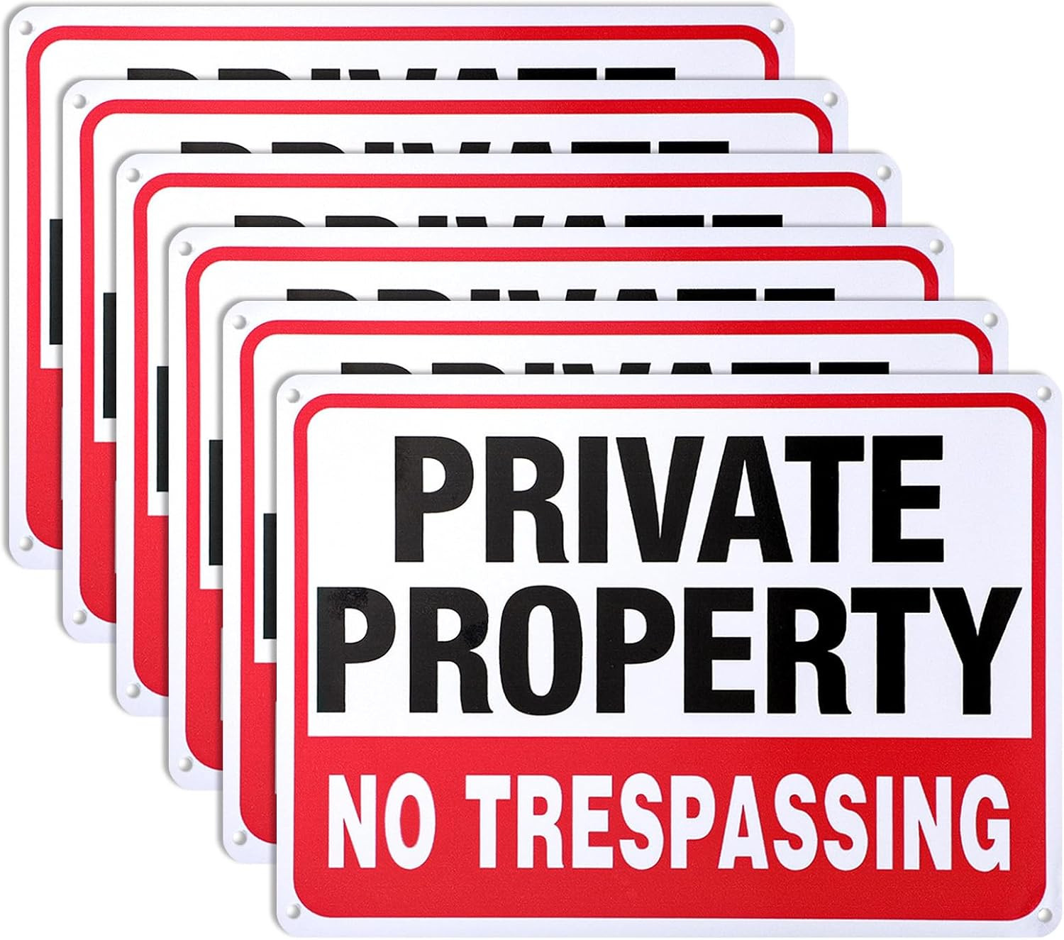 6 Pack Large Private Property No Trespassing Sign, 9.8 X 7 Inches Metal Heavy Du