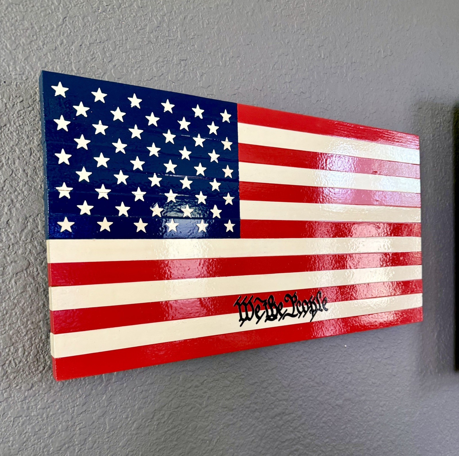 Handmade Wooden American Flag “We The People” wall hanging