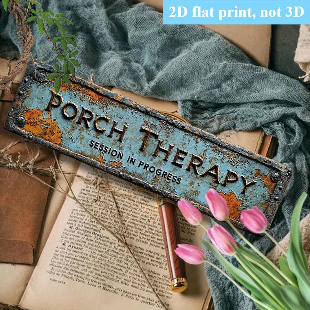 Metal Porch Therapy Sign Vintage Metal Tin Sign Wall Art Decor Home Clinic Decor