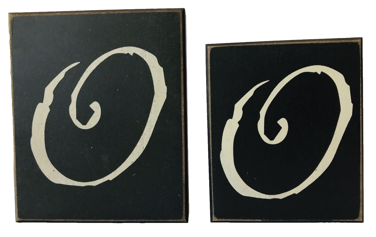 2 “O” Swilrl Design Shelf Art Wood Plaques or Signs Small 7″ & Medium Size 8.25″