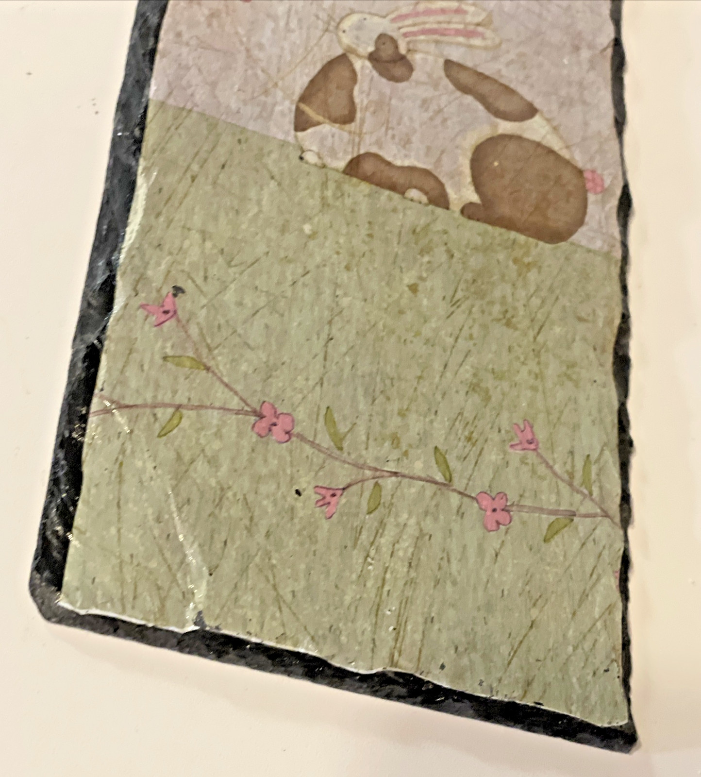 Rectangular Slate Wall Decor Bunny & Butterfly Design Distressed “Love”