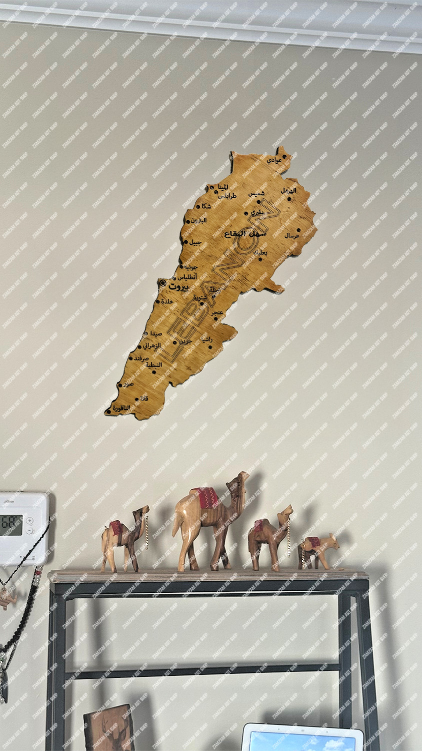Wooden Map of Lebanon Wall, Home Decor, Birthday Anniversary Gift خريطه لبنان