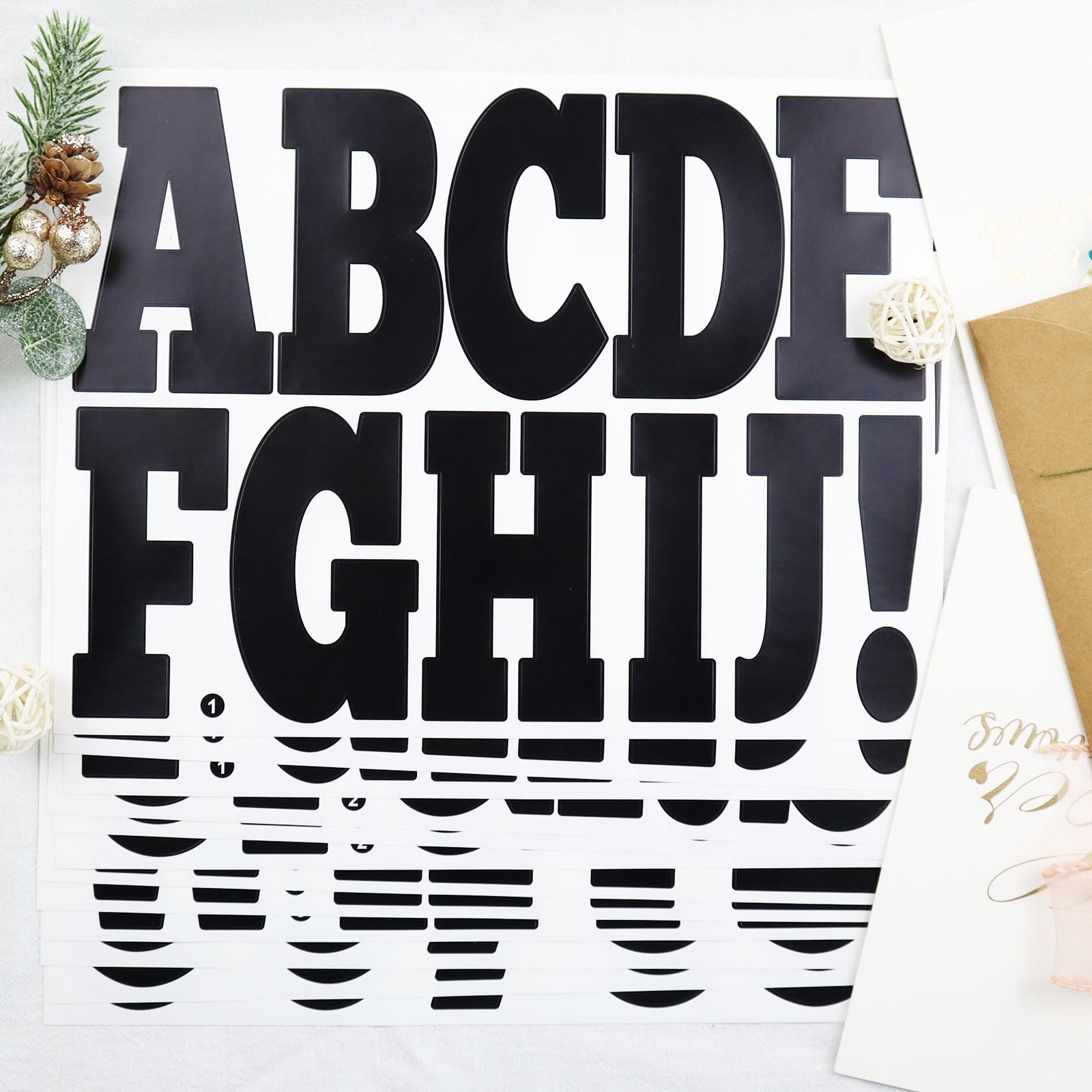 4 Inch Letter Stickers, Vinyl Self Adhesive Alphabet Number-12 Sheets Black