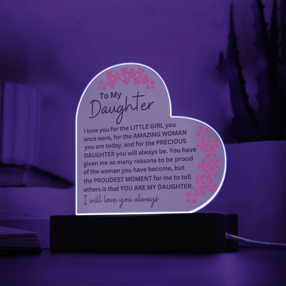 Daughter LED Lighted Acrylic Heart Plaque