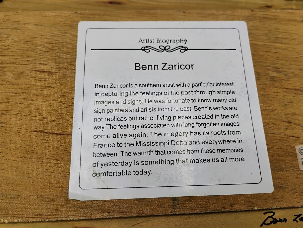 TEA Wooden Sign by Benn Zaricor Rustic Retro Vintage Diner Design Artist Signed