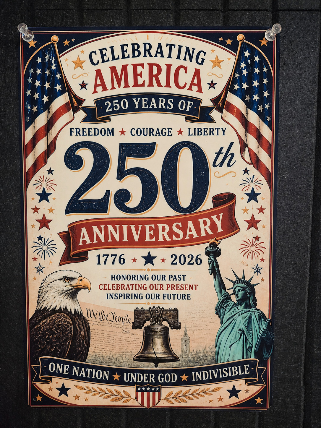 250th Anniversary America Sign 1776-2026 Patriotic USA Metal 8×12