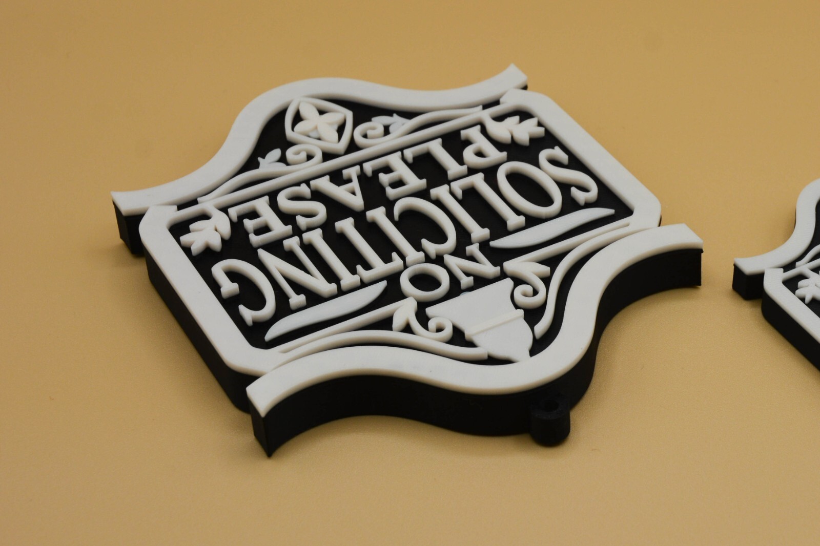 Fancy Bell No Soliciting Sign 3D Printed not painted – MEDIUM