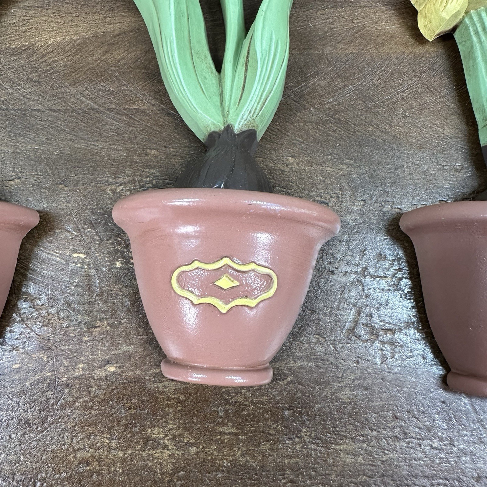 Vintage Homco Plastic Flower In Pots Wall Plaques / Wall Décor Made in USA 8”