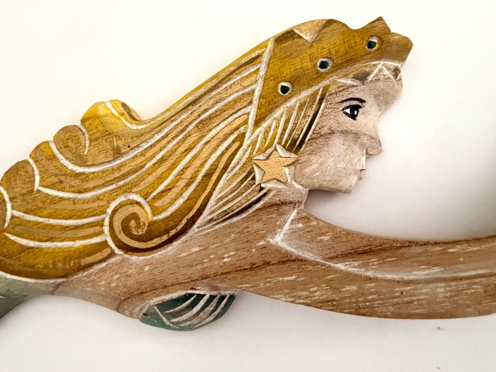 NEW! Wooden Mermaid 28” Wall Decor Beach Art Hanging Mermaid Plaque Nautical