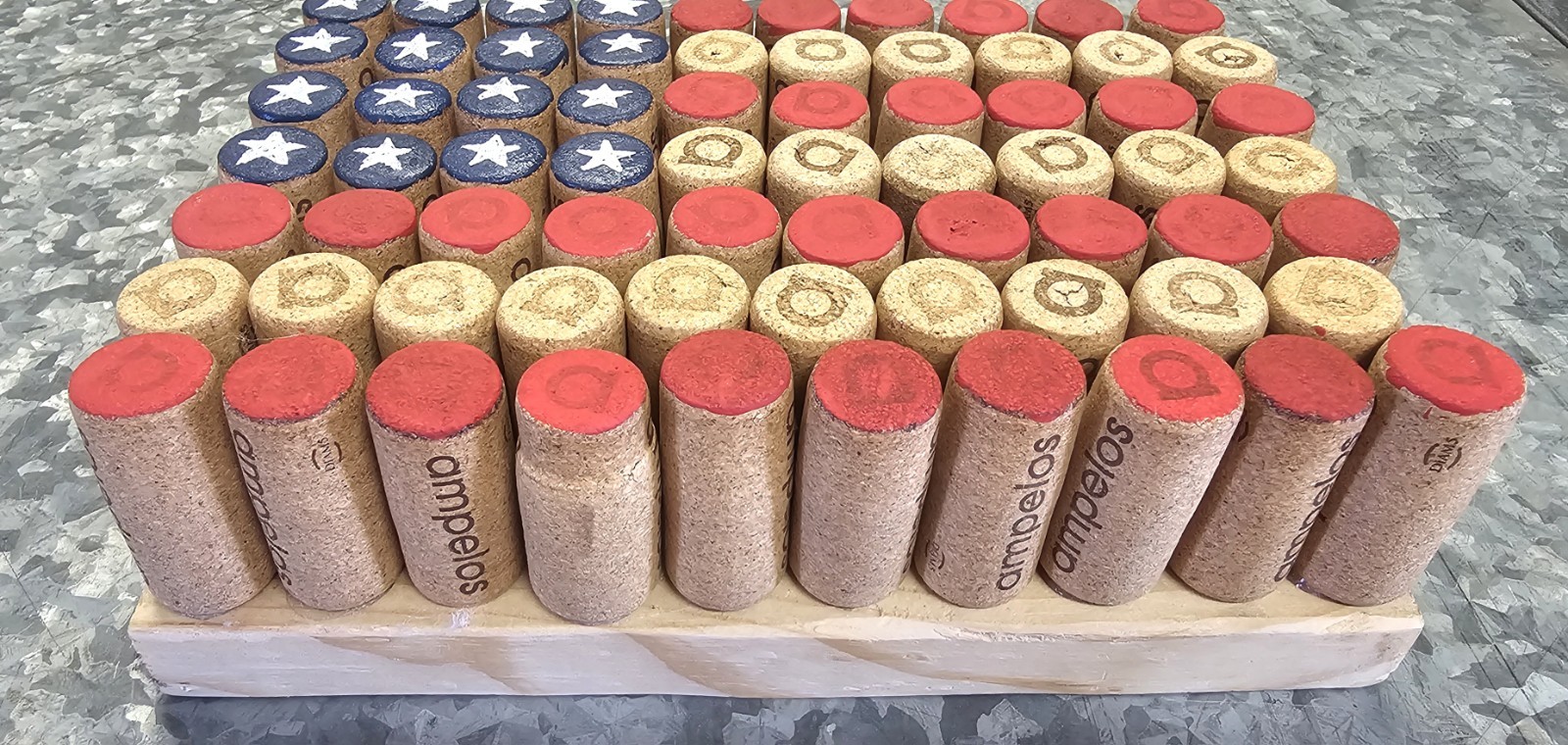 American Flag Wine Cork Patroitic Shelf Sitter/ Wall Sign