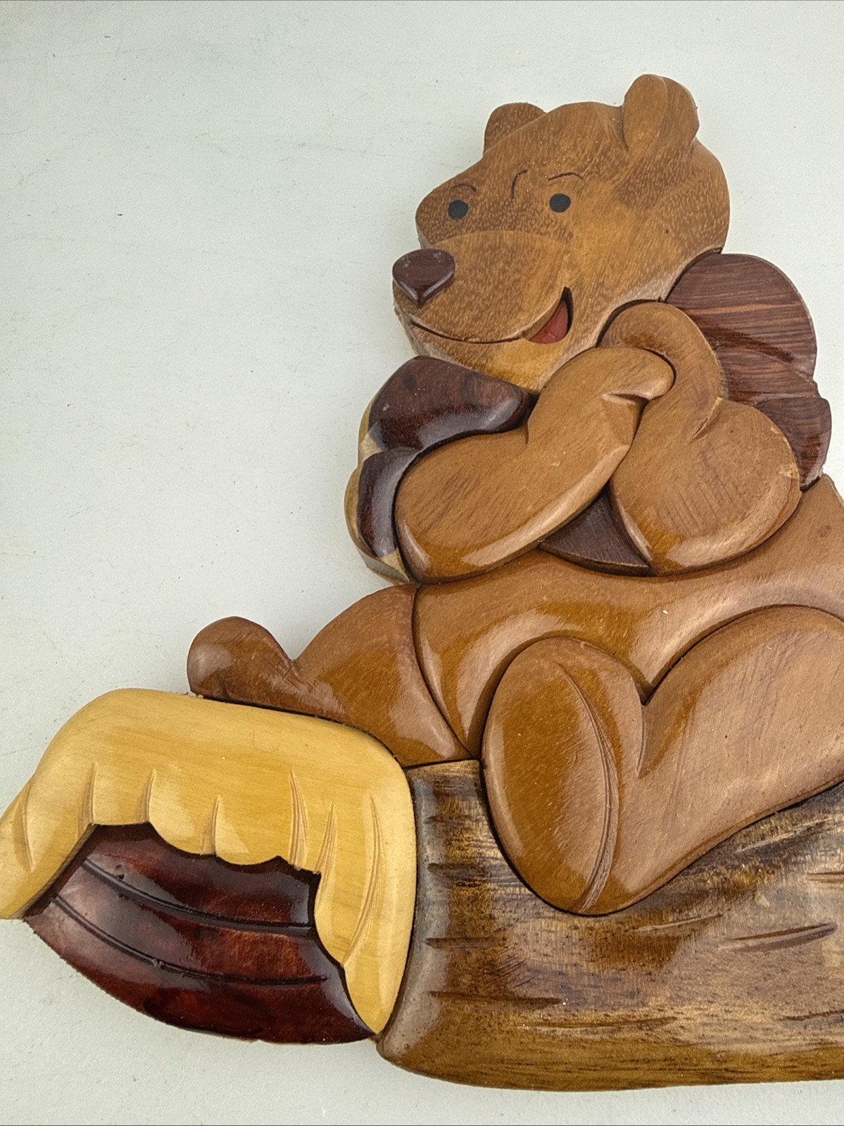Handmade Glossy Finish Winnie The Pooh 3D Wooden Wall Art Nursery Home Decor
