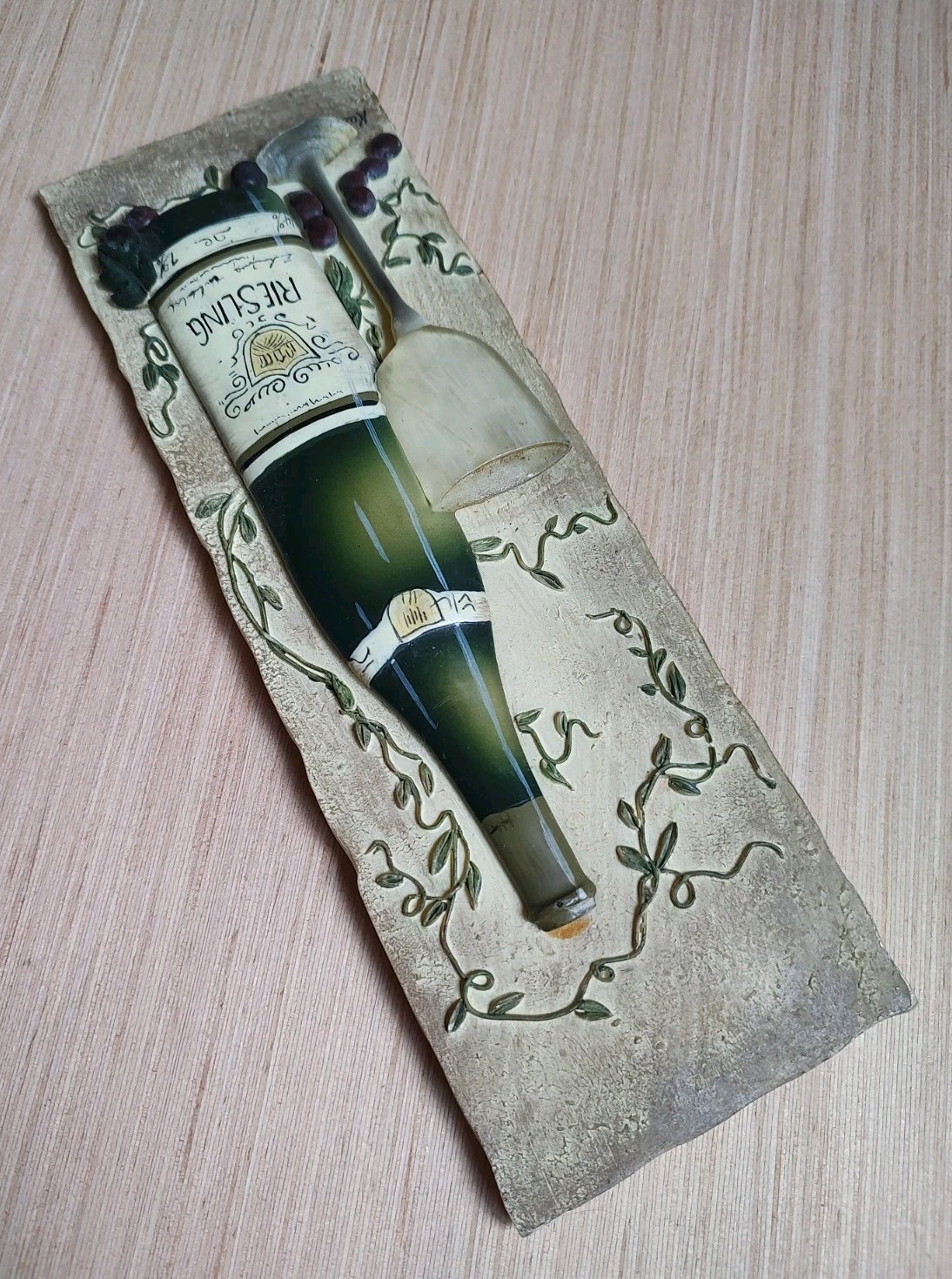 Kate McRistie Wall Art Plaque 3D Vintage and Vine Decor Dining Bottle 2005 Y2K