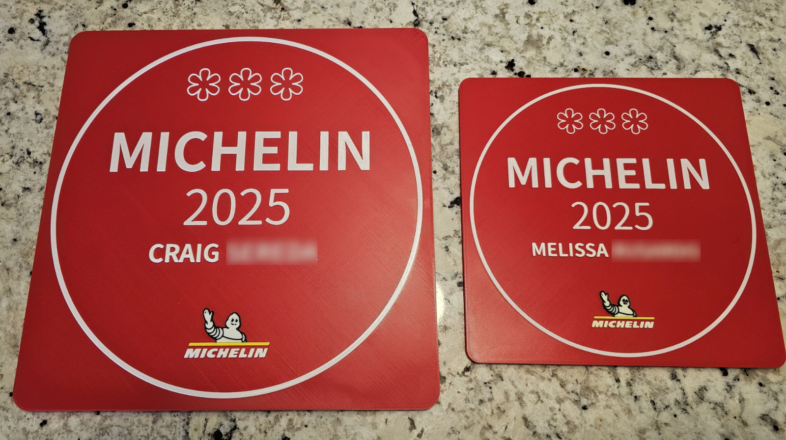 Custom 2-Sided Michelin Star Wall Plaque, Gift For Chef, Cook, Restaurant or MOM