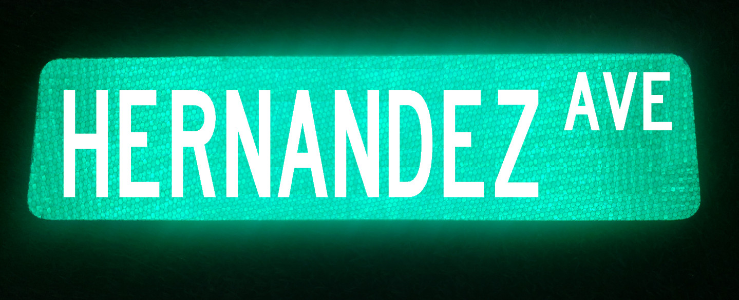 HERNANDEZ AVE personalized reflective street name sign 24″x6″