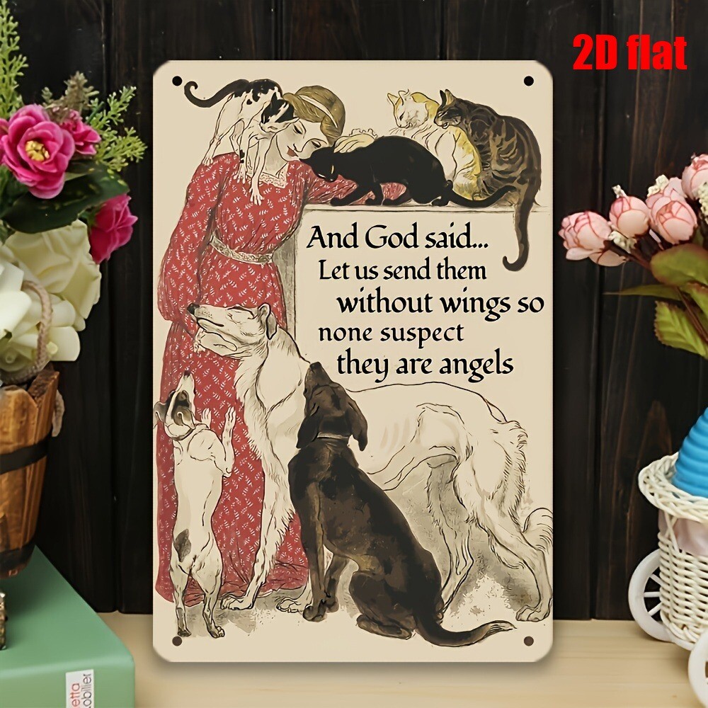 Vintage Pet Lover Metal Tin Sign Funny Animal Wall Art Home Decor Cafe Cat & Dog
