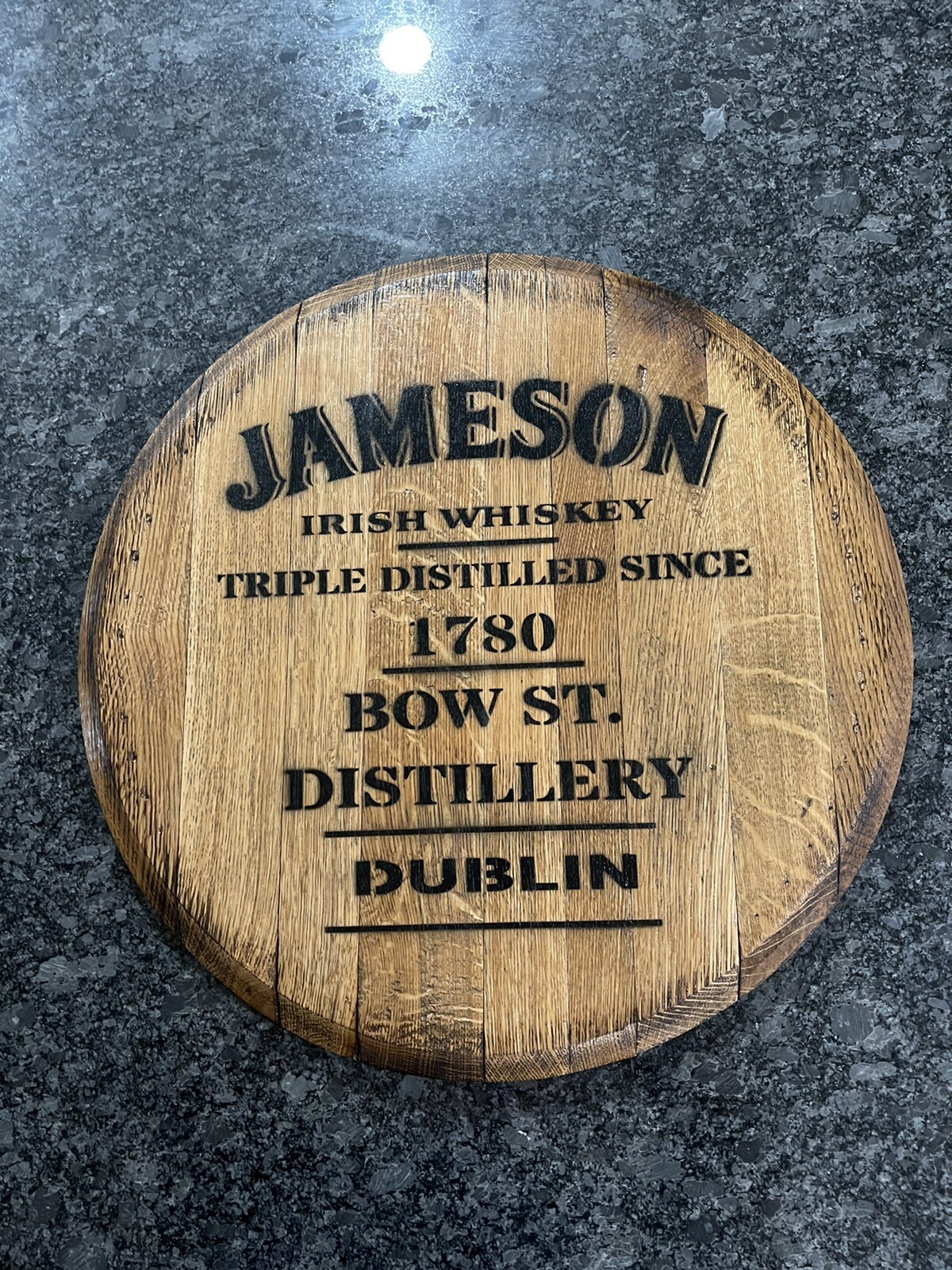 Rustic Bar Decor (Jameson Irish Whiskey) Barrel Head/ Lid wood wall art