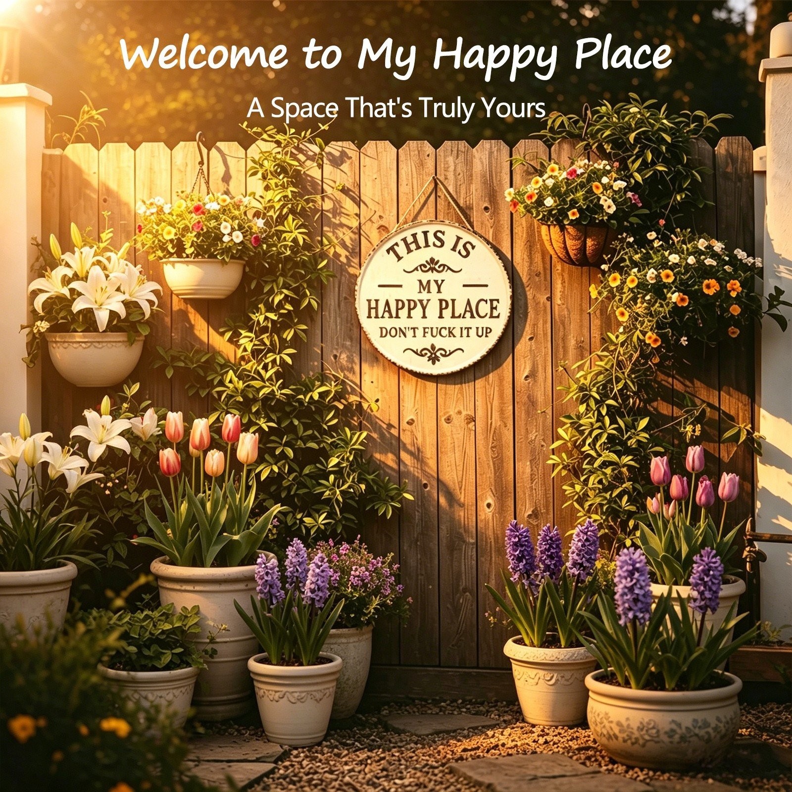 This Is My Happy Place Don’t F It Up Metal Sign Vintage for Home Garden Man Cave